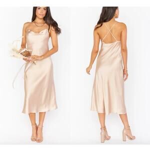 Show‎ Me Your MuMu Verona Cowl Slip Dress Midi Champagne Luxe Satin Size XS
